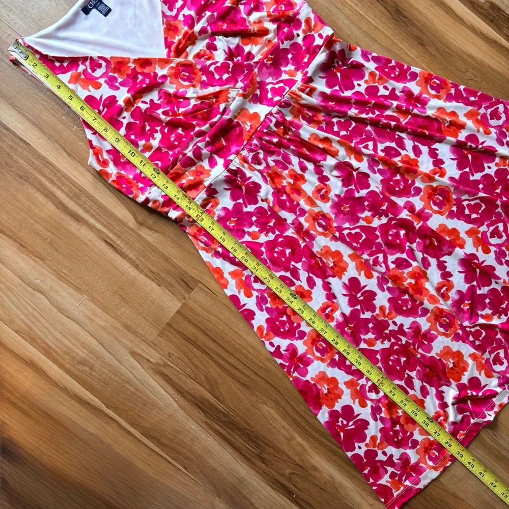 CHAPS Pink Floral Surplice V-Neck A-Line Dress Large - Picture 8 of 9